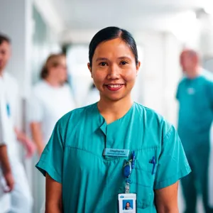 En person som har på seg en blå skjorte